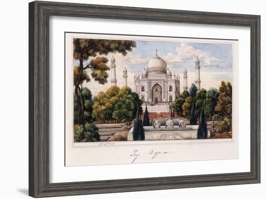 The Taj Mahal from the Garden, C.1840 (Pen and Grey Ink, W/C, Heightened with Touches of White,)-null-Framed Giclee Print