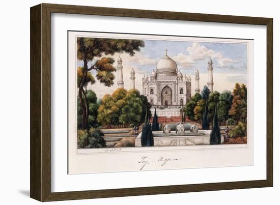 The Taj Mahal from the Garden, C.1840 (Pen and Grey Ink, W/C, Heightened with Touches of White,)-null-Framed Giclee Print