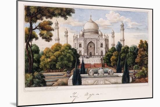 The Taj Mahal from the Garden, C.1840 (Pen and Grey Ink, W/C, Heightened with Touches of White,)-null-Mounted Giclee Print