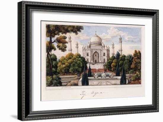 The Taj Mahal from the Garden, C.1840 (Pen and Grey Ink, W/C, Heightened with Touches of White,)-null-Framed Giclee Print