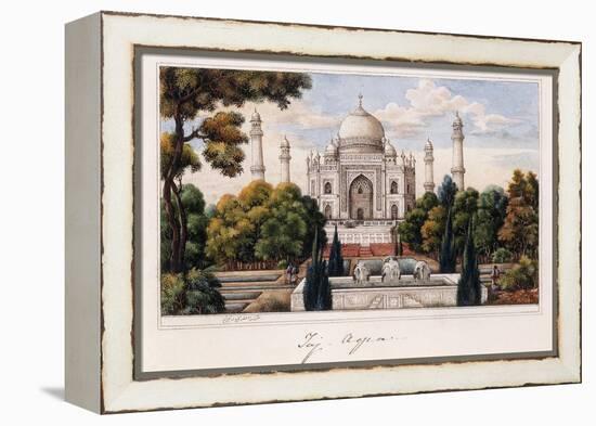 The Taj Mahal from the Garden, C.1840 (Pen and Grey Ink, W/C, Heightened with Touches of White,)-null-Framed Premier Image Canvas