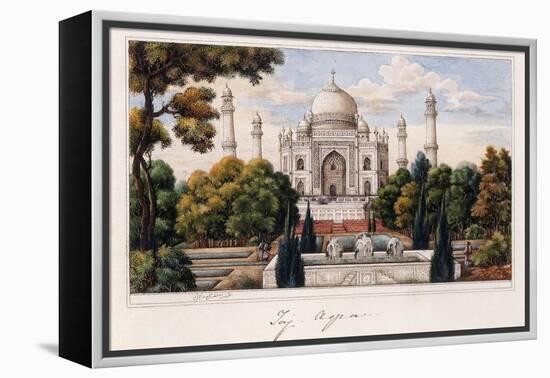 The Taj Mahal from the Garden, C.1840 (Pen and Grey Ink, W/C, Heightened with Touches of White,)-null-Framed Premier Image Canvas