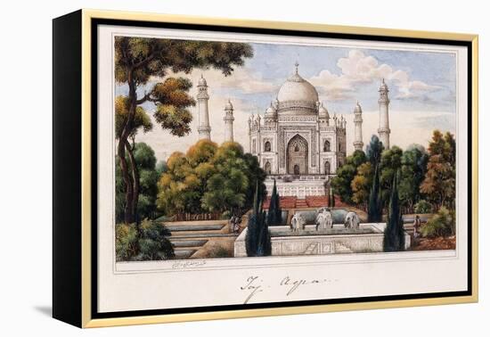 The Taj Mahal from the Garden, C.1840 (Pen and Grey Ink, W/C, Heightened with Touches of White,)-null-Framed Premier Image Canvas