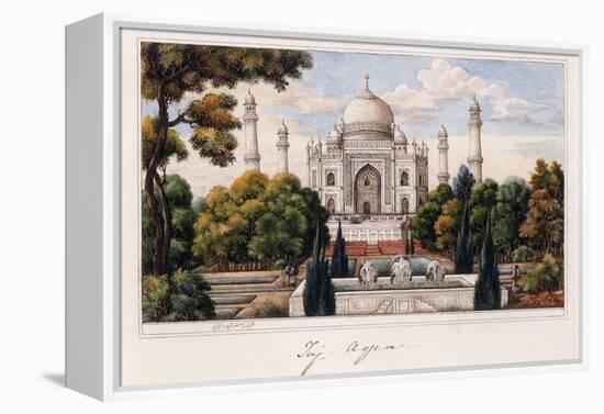 The Taj Mahal from the Garden, C.1840 (Pen and Grey Ink, W/C, Heightened with Touches of White,)-null-Framed Premier Image Canvas