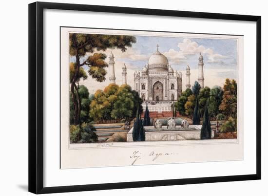 The Taj Mahal from the Garden, C.1840 (Pen and Grey Ink, W/C, Heightened with Touches of White,)-null-Framed Giclee Print