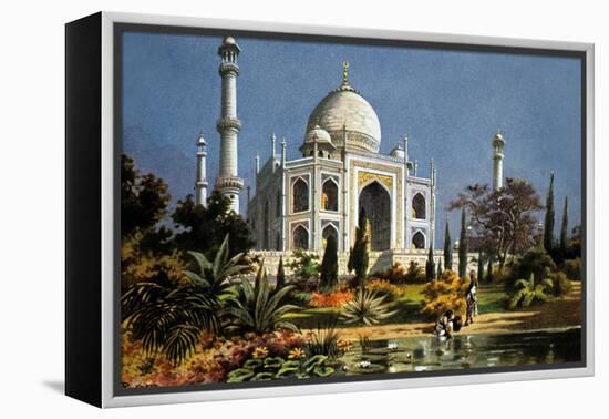 The Taj Mahal in Agra (India) Marble Mausoleum Built in 1632 - 1644-null-Framed Stretched Canvas