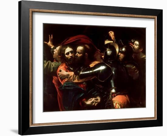 The Taking of Christ, 1602 (Oil on Canvas)-Michelangelo Merisi da Caravaggio-Framed Giclee Print