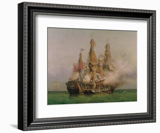 The Taking of the "Kent" by Robert Surcouf in the Gulf of Bengal, 7th October 1800, 1850-Louis Garneray-Framed Giclee Print