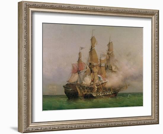 The Taking of the "Kent" by Robert Surcouf in the Gulf of Bengal, 7th October 1800, 1850-Louis Garneray-Framed Giclee Print