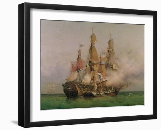 The Taking of the "Kent" by Robert Surcouf in the Gulf of Bengal, 7th October 1800, 1850-Louis Garneray-Framed Giclee Print