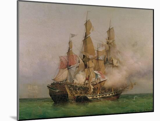 The Taking of the "Kent" by Robert Surcouf in the Gulf of Bengal, 7th October 1800, 1850-Louis Garneray-Mounted Giclee Print