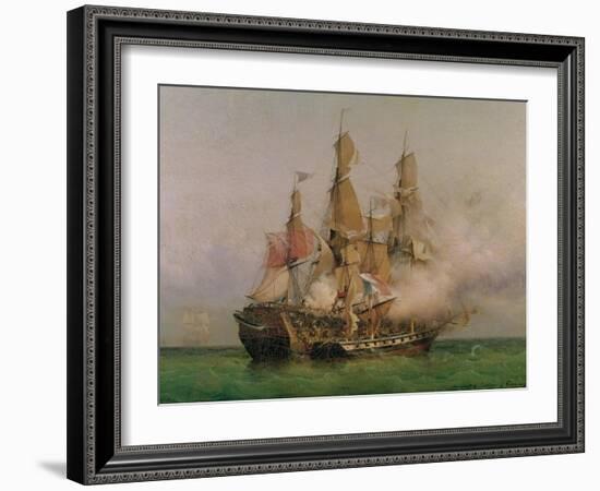 The Taking of the "Kent" by Robert Surcouf in the Gulf of Bengal, 7th October 1800, 1850-Louis Garneray-Framed Giclee Print