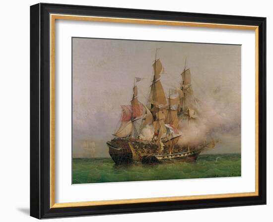 The Taking of the "Kent" by Robert Surcouf in the Gulf of Bengal, 7th October 1800, 1850-Louis Garneray-Framed Giclee Print