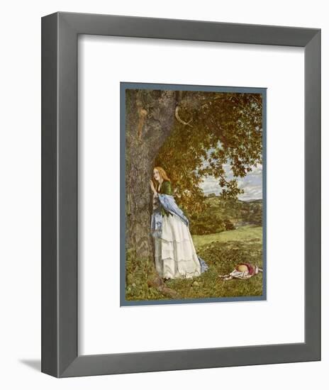 "The Talking Oak", Illustration to the Poem by Tennyson: a Girl and a Tree Share Confidences-W. Maw-Framed Art Print