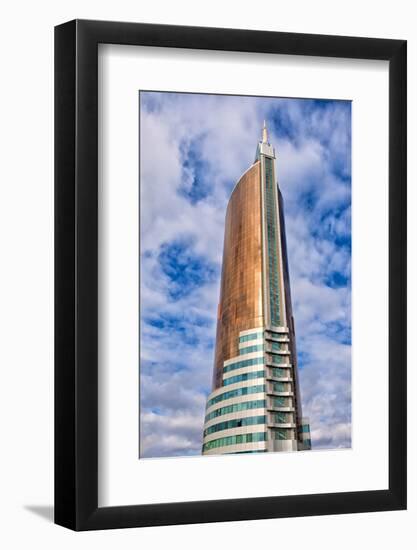 The tall skyscraper housing the Ministry of Transport and Communication, Astana, Kazakhstan.-Keren Su-Framed Photographic Print