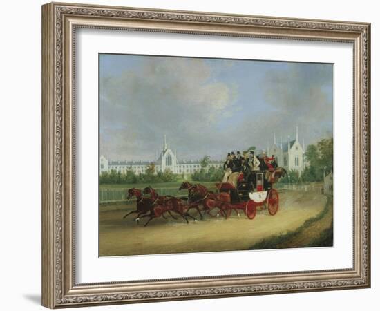 The 'Tally-Ho' London - Birmingham Stage Coach Passing Whittington College, Highgate-James Pollard-Framed Giclee Print