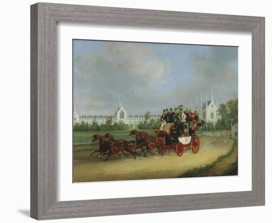 The 'Tally-Ho' London - Birmingham Stage Coach Passing Whittington College, Highgate-James Pollard-Framed Giclee Print