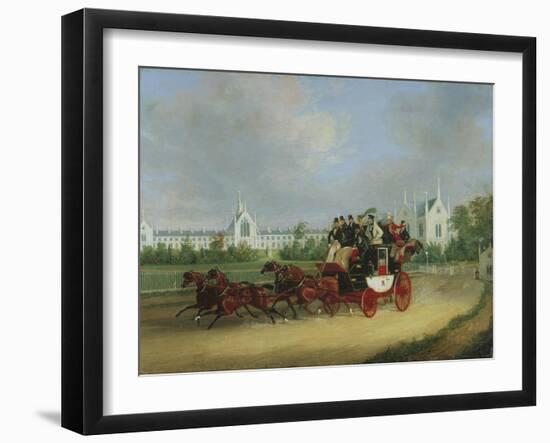 The 'Tally-Ho' London - Birmingham Stage Coach Passing Whittington College, Highgate-James Pollard-Framed Giclee Print