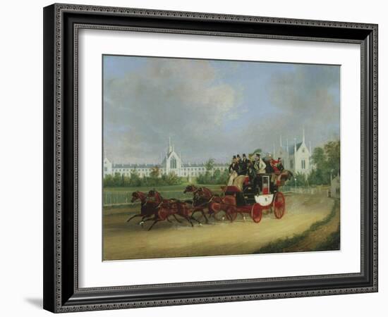 The 'Tally-Ho' London - Birmingham Stage Coach Passing Whittington College, Highgate-James Pollard-Framed Giclee Print