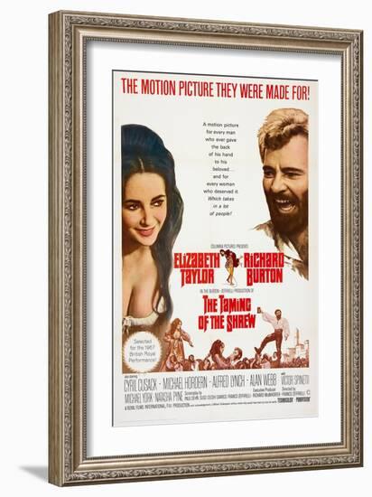 The Taming of the Shrew, from Left: Elizabeth Taylor, Richard Burton, 1967-null-Framed Art Print