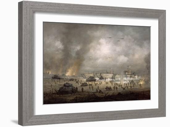 'The Tanks Go In', Sword Beach-Richard Willis-Framed Giclee Print