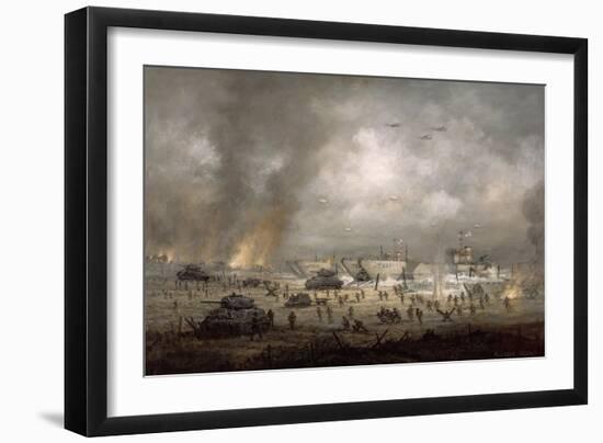 'The Tanks Go In', Sword Beach-Richard Willis-Framed Giclee Print