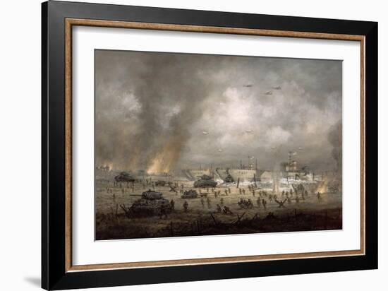 'The Tanks Go In', Sword Beach-Richard Willis-Framed Giclee Print