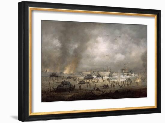 'The Tanks Go In', Sword Beach-Richard Willis-Framed Giclee Print