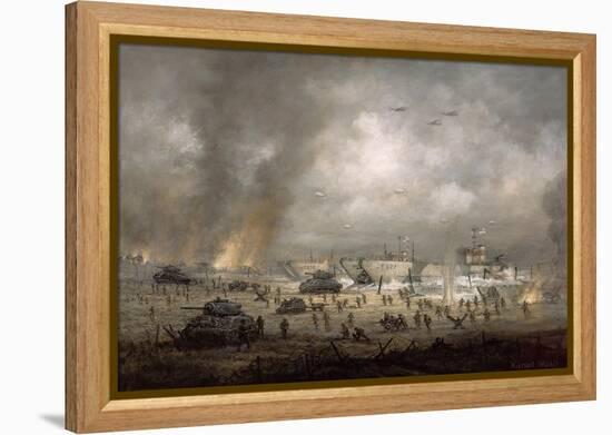 'The Tanks Go In', Sword Beach-Richard Willis-Framed Premier Image Canvas