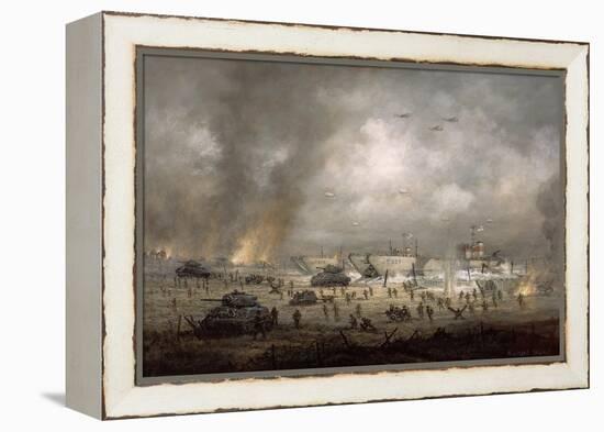 'The Tanks Go In', Sword Beach-Richard Willis-Framed Premier Image Canvas