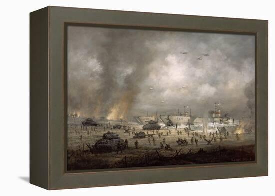 'The Tanks Go In', Sword Beach-Richard Willis-Framed Premier Image Canvas