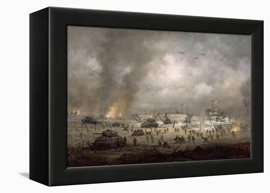 'The Tanks Go In', Sword Beach-Richard Willis-Framed Premier Image Canvas