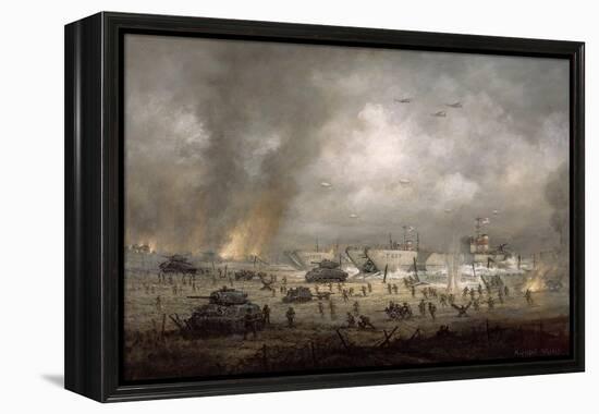 'The Tanks Go In', Sword Beach-Richard Willis-Framed Premier Image Canvas
