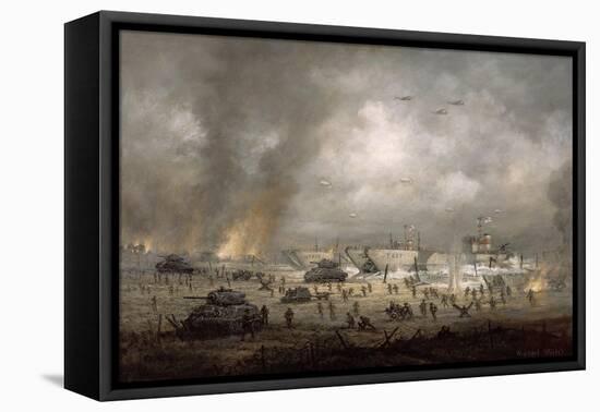 'The Tanks Go In', Sword Beach-Richard Willis-Framed Premier Image Canvas