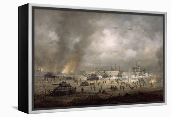 'The Tanks Go In', Sword Beach-Richard Willis-Framed Premier Image Canvas