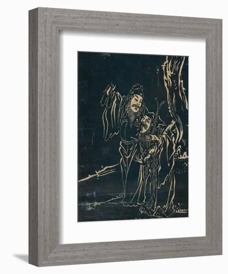 The Taoist Immortals Zhang Guo Lao and Cao Guojiu-Yuan Mei-Framed Giclee Print