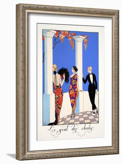 The Taste of Shawls, from 'Falbalas and Fanfreluches, Almanach des Modes Présentes, Passées et…-Georges Barbier-Framed Giclee Print