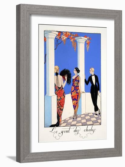 The Taste of Shawls, from 'Falbalas and Fanfreluches, Almanach des Modes Présentes, Passées et…-Georges Barbier-Framed Giclee Print