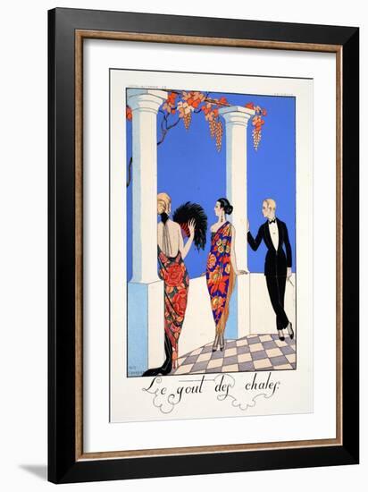 The Taste of Shawls, from 'Falbalas and Fanfreluches, Almanach des Modes Présentes, Passées et…-Georges Barbier-Framed Giclee Print