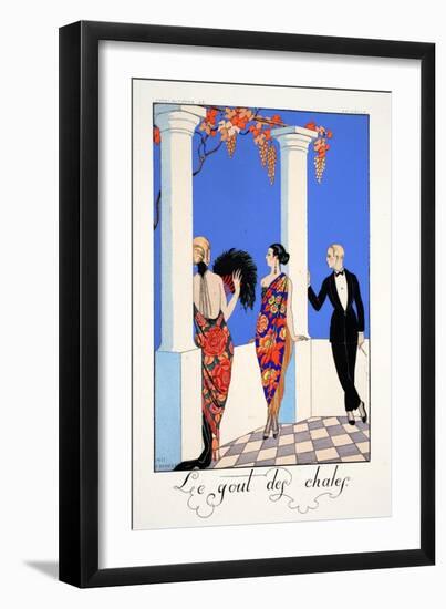 The Taste of Shawls, from 'Falbalas and Fanfreluches, Almanach des Modes Présentes, Passées et…-Georges Barbier-Framed Giclee Print