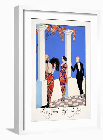 The Taste of Shawls, from 'Falbalas and Fanfreluches, Almanach des Modes Présentes, Passées et…-Georges Barbier-Framed Giclee Print