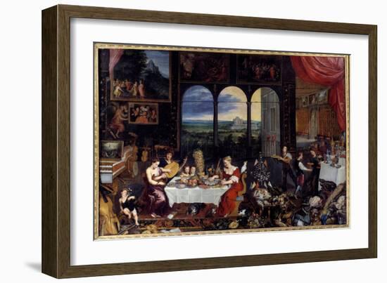 The Taste, the Hearing and the Touch, 17Th Century (Oil on Canvas)-Jan the Elder Brueghel-Framed Giclee Print