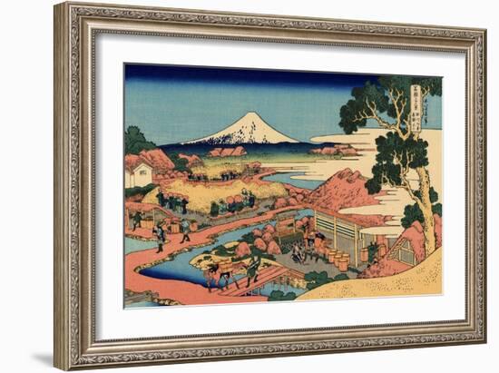 The Tea Plantation of Katakura in the Suruga Province, c.1830-Katsushika Hokusai-Framed Giclee Print