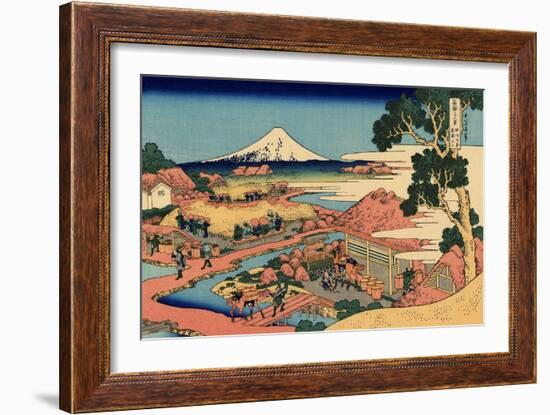 The Tea Plantation of Katakura in the Suruga Province, c.1830-Katsushika Hokusai-Framed Giclee Print