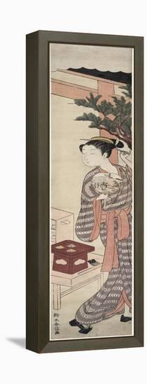 The Tea Stall - Kagiya Osen, c.1769-Suzuki Harunobu-Framed Premier Image Canvas