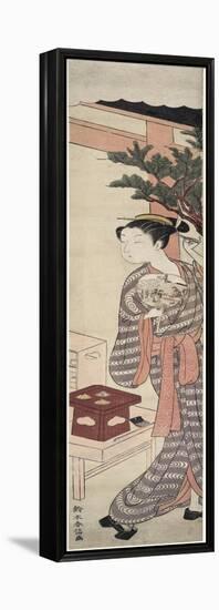 The Tea Stall - Kagiya Osen, c.1769-Suzuki Harunobu-Framed Premier Image Canvas