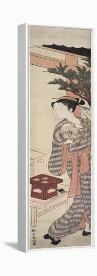 The Tea Stall - Kagiya Osen, c.1769-Suzuki Harunobu-Framed Premier Image Canvas