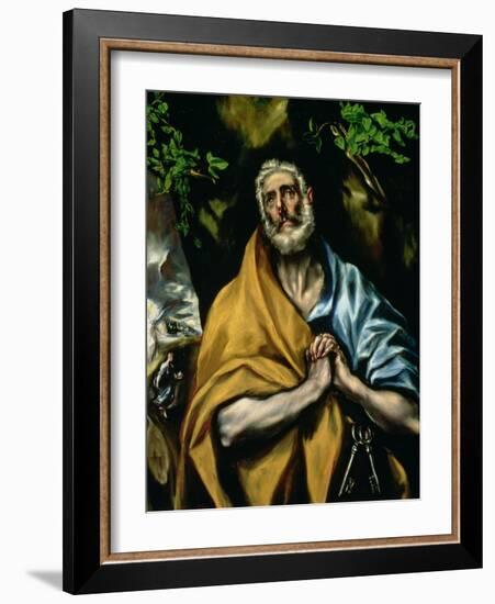 The Tears of St. Peter, Late 1580s-El Greco-Framed Giclee Print