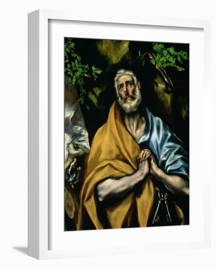 The Tears of St. Peter, Late 1580s-El Greco-Framed Giclee Print