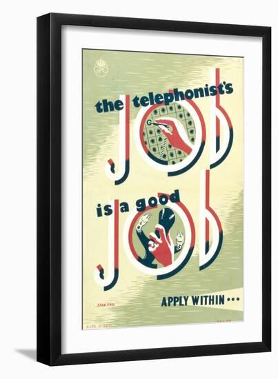 The Telephonist's Job Is a Good Job, Apply Within-Stan Krol-Framed Art Print